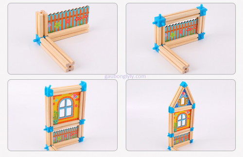 Mô hình xếp nhà bằng gỗ thông minh cho bé